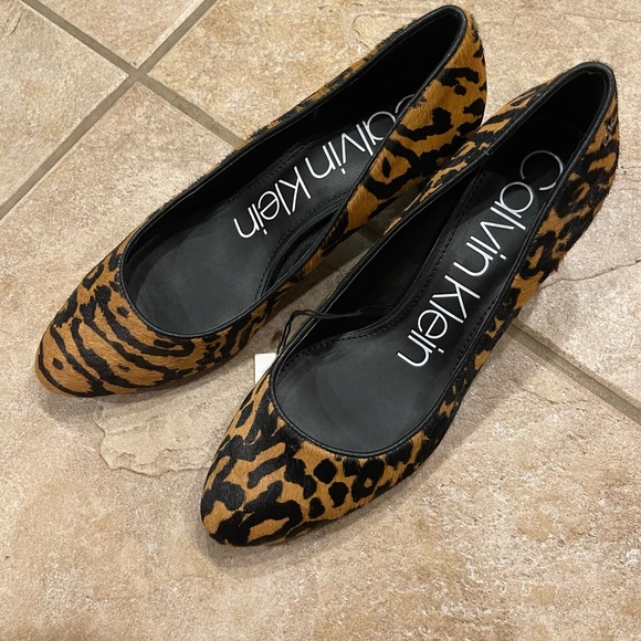 Calvin Klein Oska Leopard Calfhair Heels - Picture 1 of 4